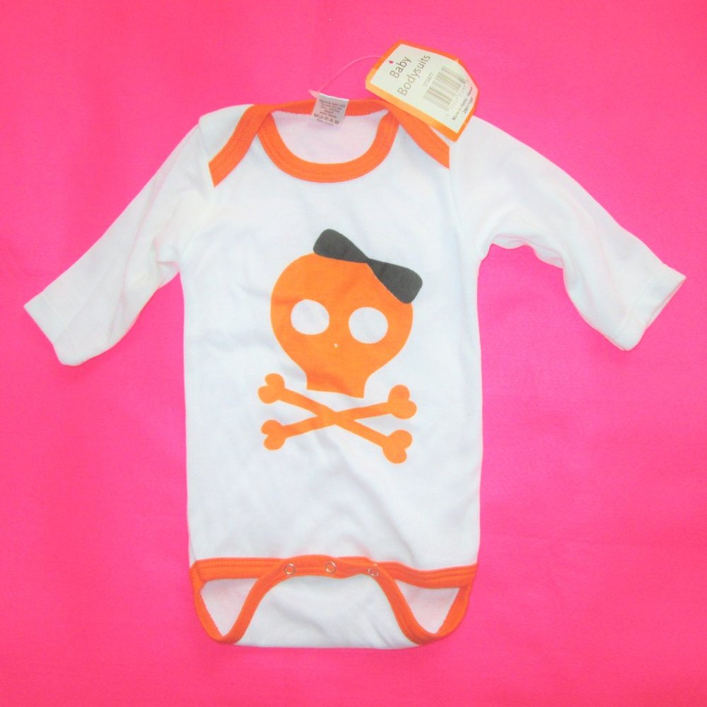 NEW orange skull crossbones baby halloween costume infant clothes
